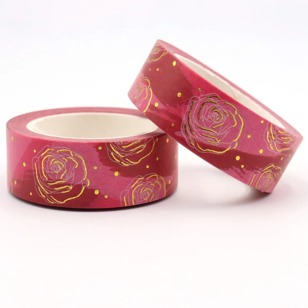 

NEW 1PC 15mm*10m Gold Foil Roses lines Decorative Washi Tape Stationery Colourful Tape Office Supply washi stickers