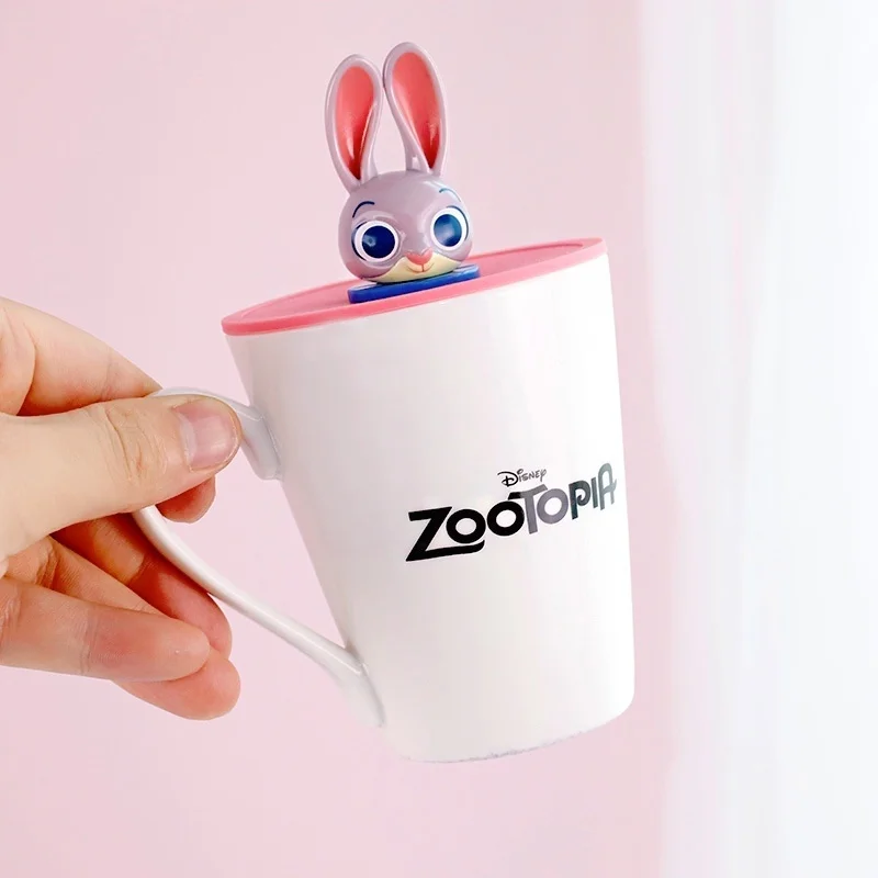 

Disney Zootopia Rabbit Judith Laverne Hopps Lovely Ceramic Mug Kawaii Room Decoration Cup with Spoon Bowl Cover Gifts for Kids