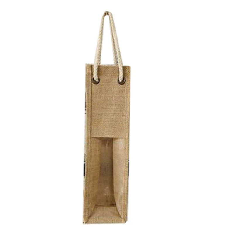 

3Pcs Linen Packaging Bags Gift Box With String For Wine Oil Champange Bottle Carrier Gift Holder Wine Packaging