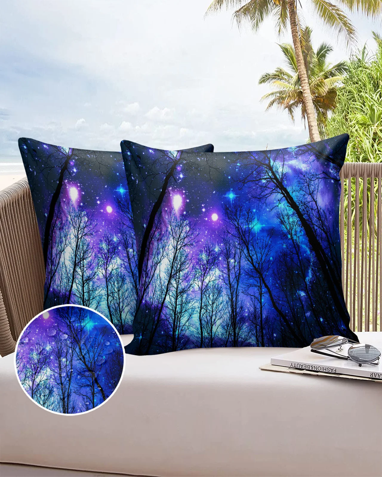 

2/4pcs Pillow Case Black Trees Blue Space Waterproof Pillowcase Decorative Bed Pillow Cover Home Decor Sofa Car Cushion Cover