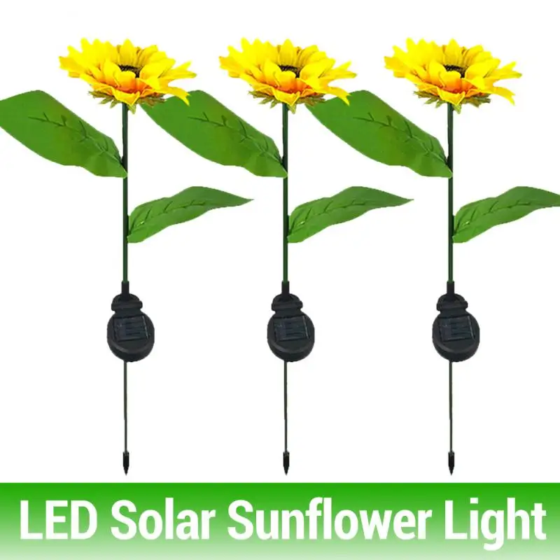 

LED Solar Garden Lights Outdoor 1/3 Heads Sunflower Street Garland Solar Lamps For Lawn Porch Balcony Fence Light Decor