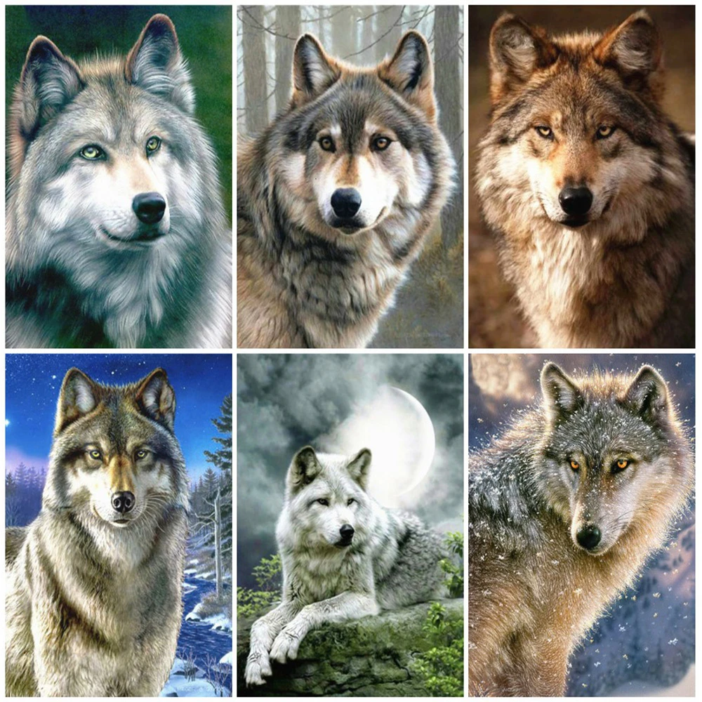 

5D DIY Diamond Painting Animal Diamond Embroidery Wolf Cross Stitch Set Hand Inlaid Gifts Home Living Room Wall Art Decoration