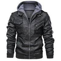 man brand clothing 3xl mens pu leather jackets with hooded autumn winter new fashion casual slim motorcycle jacket biker coats