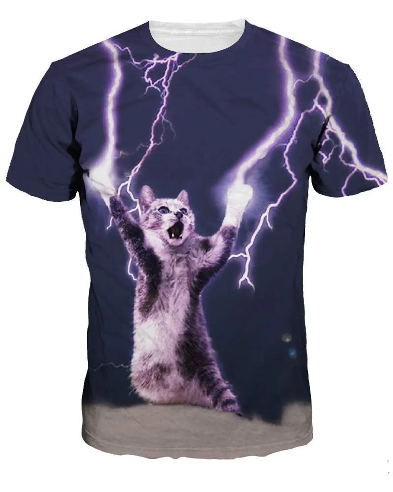 

Men's 3D Pet Cat Print T-shirt Casual Kids Short Sleeve Boys Girls Cute Graphic T-shirt Fashion Space Print Top