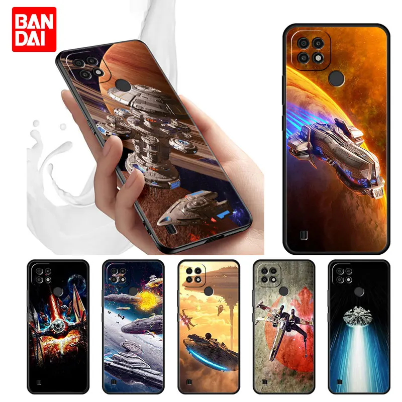 

Cool Star Space Ship Wars Case for Realme Ｃ21 C21Y C25 C25s C15 C11 C3 C20 5 6 7i 8i 8 8Pro Narzo30A Cover Funda Black Silicone