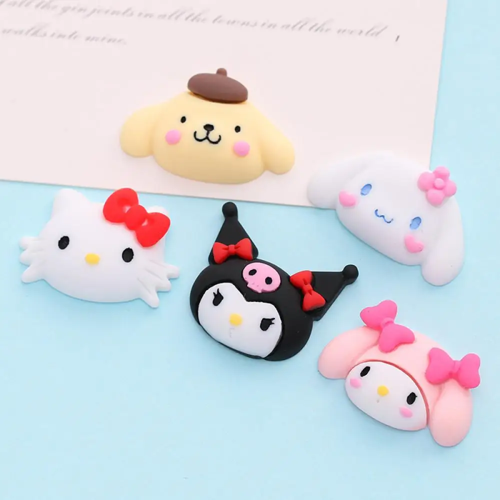 

10Pcs Cute Cartoon Sanrio Kuromi Mymelody Resin Diy Phone Case Accessories Couples Girls Heart Hairpin Accessories Gift Toys