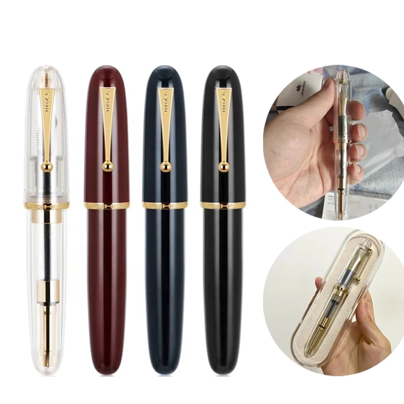 Luxury JinHao 9019 Dadao Fountain Pen Acrylic Transparent Spin Pen 40MM Nib Stationery Office School Supplies Writing Pens