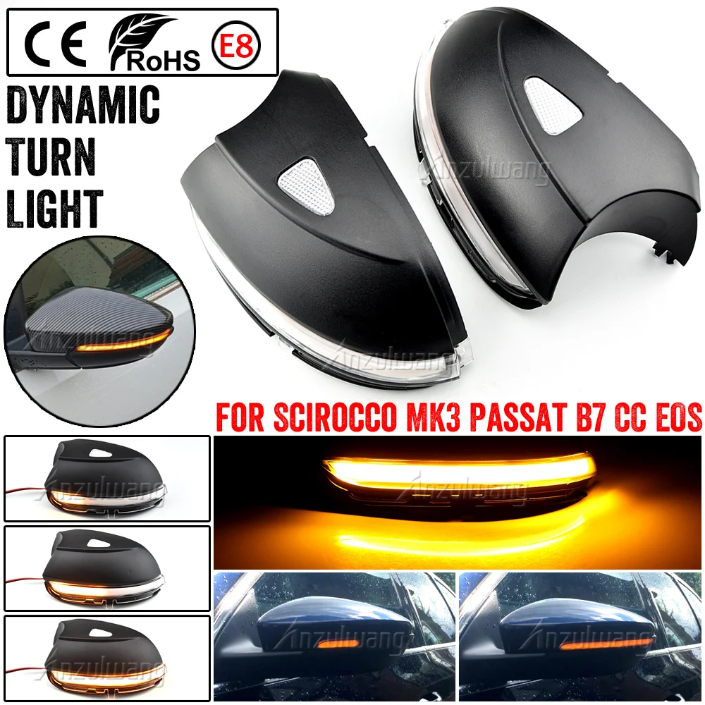 For VW Scirocco MK3 Passat B7 CC EOS Beetle LED Side Wing Dynamic Turn Signal Light Rearview Mirror Blinker Indicator Light