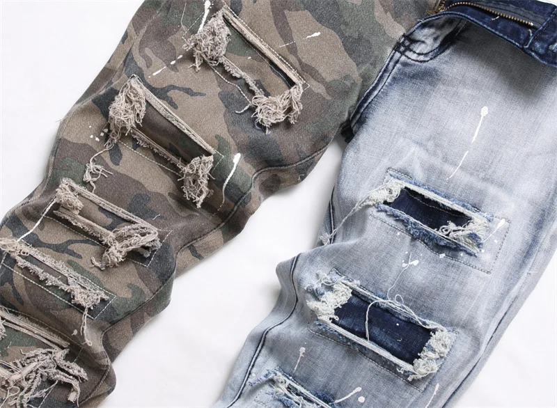 Men's Colorful Graffiti Printed Jeans Y2K Colorful Slim Fit Tapered Elastic Casual Pants Fashion Street Clothing Small Foot Pant