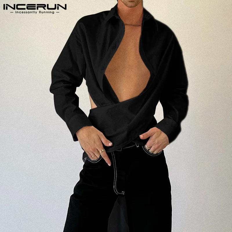 Мужская рубашка INCERUN с открытой спиной