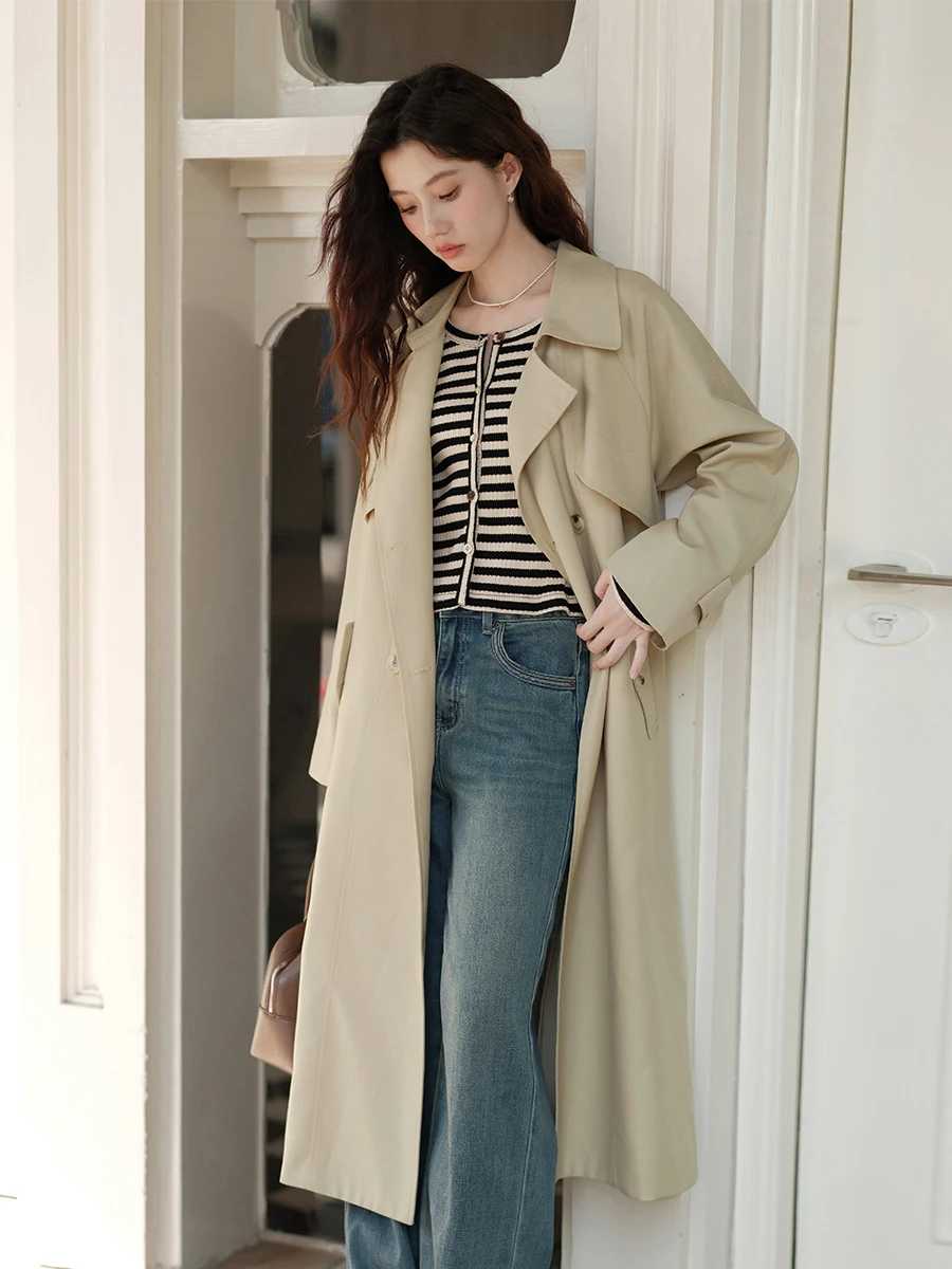 Mu Yi двубортный повседневный плащ женский осень 2024 новая маленькая ленивая