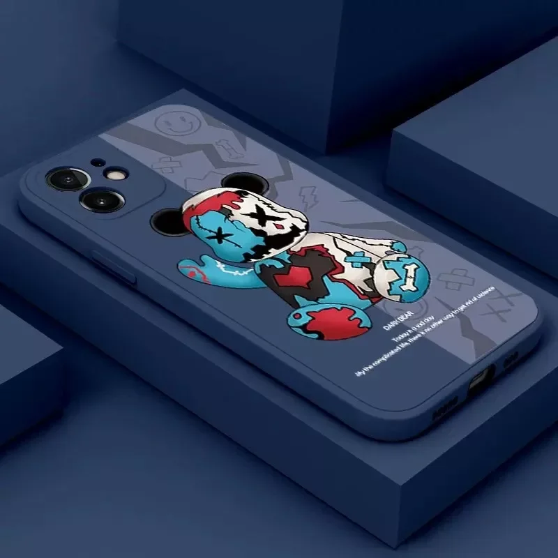 

2022 Trend Side Gloomy Cool Bear Phone Case For Apple iPhone 11 12 13 Pro 12 13 Mini X XR XS Max 5 6 6s 7 8 Plus Luxury Cover Co
