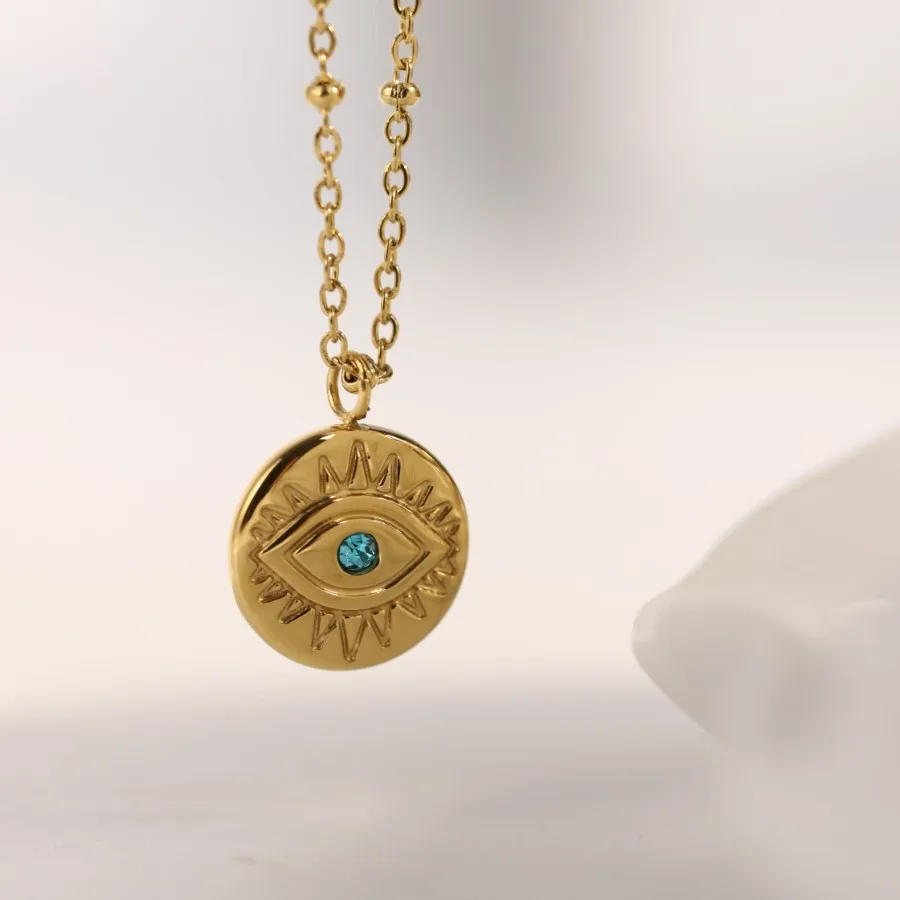 

Turkish Evil Eye Pendant Necklaces For Women Stainless Steel Plated Gothic Chain Choker Charm Necklace 2022 Jewelry Gift