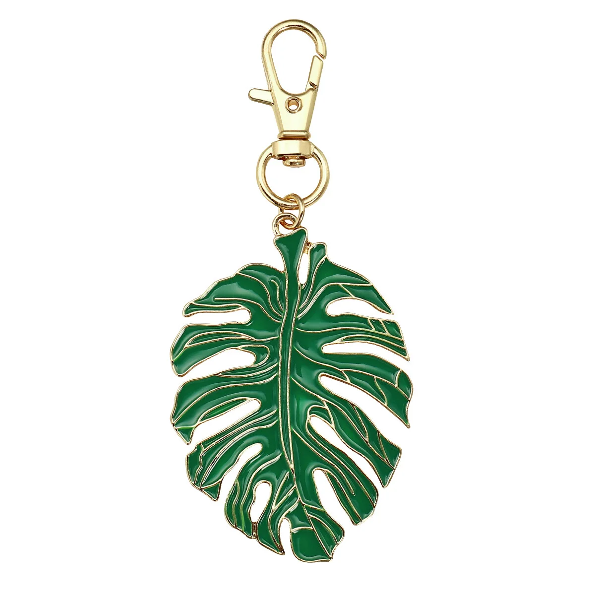 

Green Leaf Keychain Personality Creative Fashion Key Holder Fine Pendant Metal Key Ring for Backpack Storage School Bag