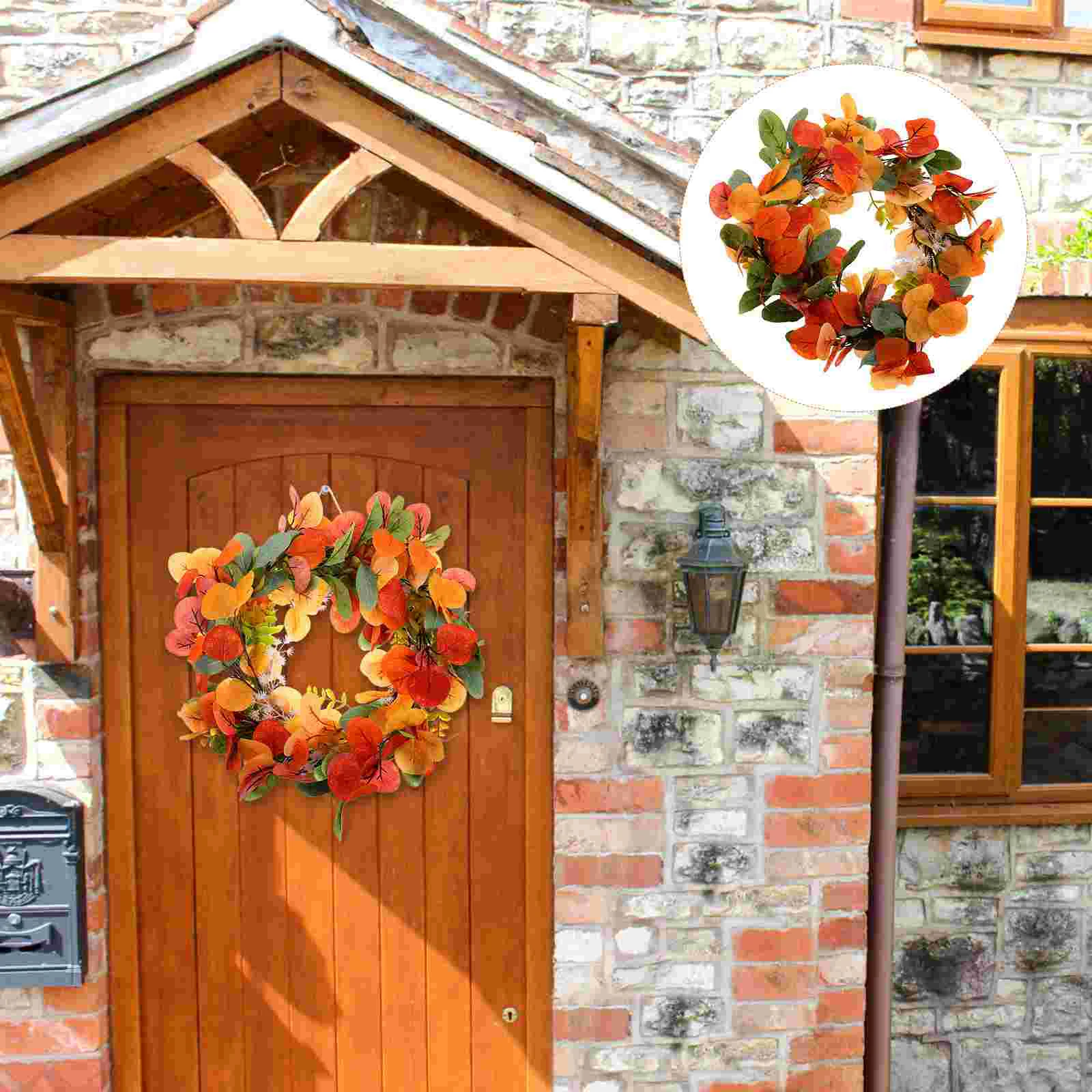

Wreath Door Eucalyptus Garland Artificial Hanging Fall Leaf Front Leaves Thanksgiving Autumn Decorative Festival Wreaths Outdoor