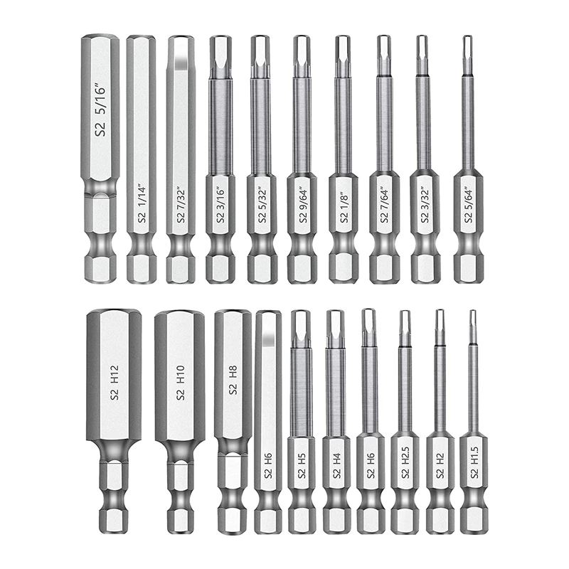 

20PC Hex Head Hex Wrench Drill Bit Set 2.3Inch Long 1/4Inch Diameter Quick Release Shank Magnetic Screwdriver Bit Set