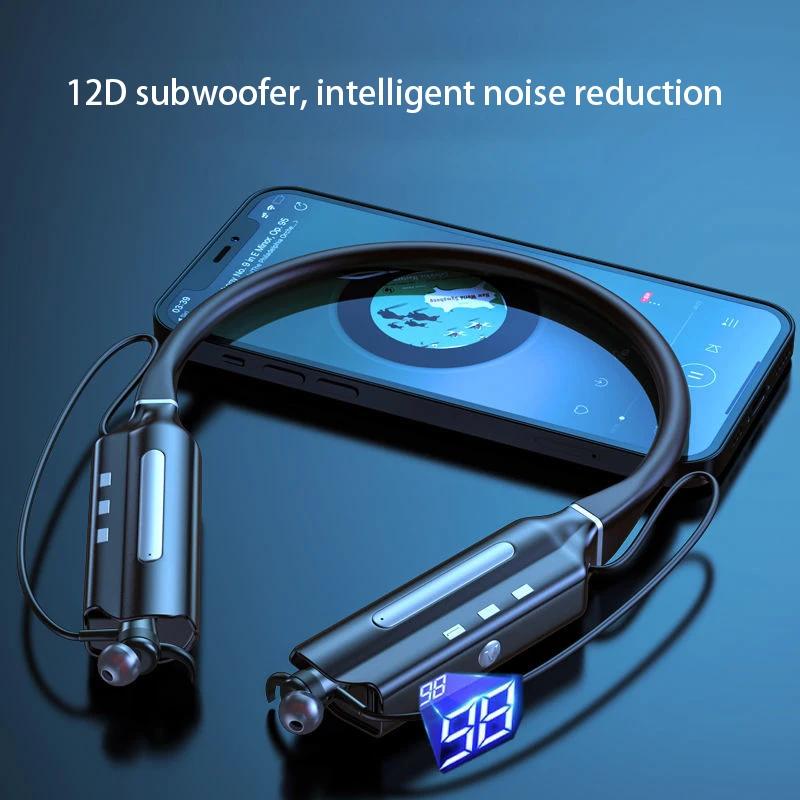 

TWS беспроводные наушники Bluetooth 5,2, магнитные наушники с шейным ободом, IPX5 Водонепроницаемая спортивная Гарнитура для бега с микрофоном, 6000 мА...
