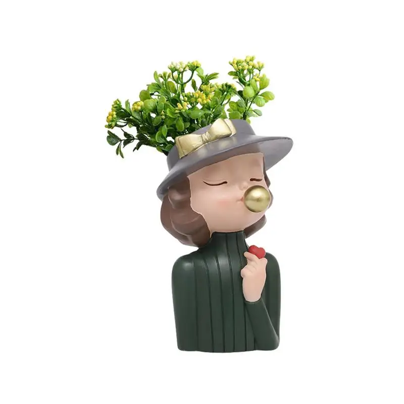 

Женский горшок для цветов, горшок для цветов с дренажным отверстием, милый элегантный цветочный горшок для девочек с героями мультфильмов