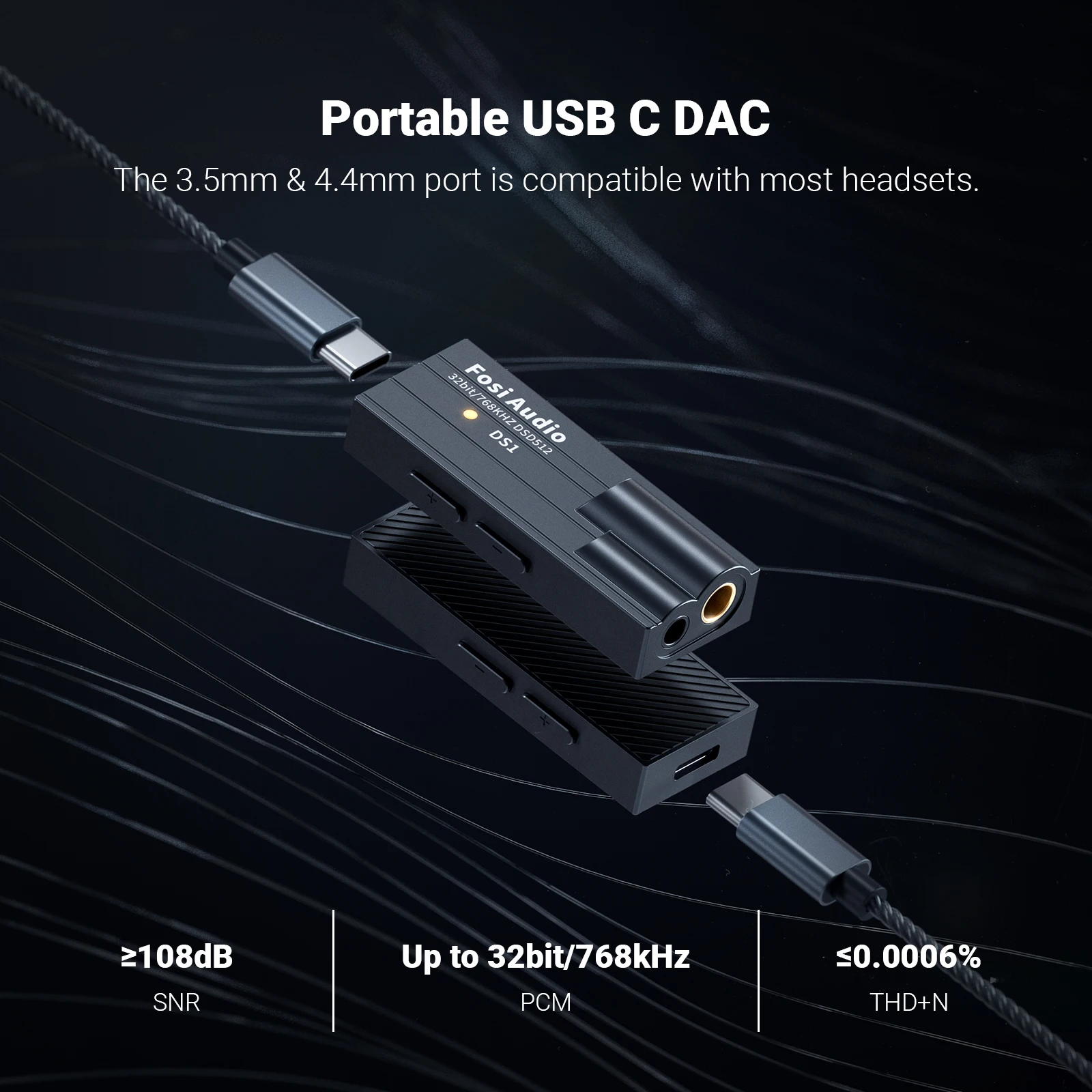 Усилитель для наушников Fosi Audio DS1 DSD512 ЦАП Hi-Fi мини-усилитель звука с USB поддержка 32