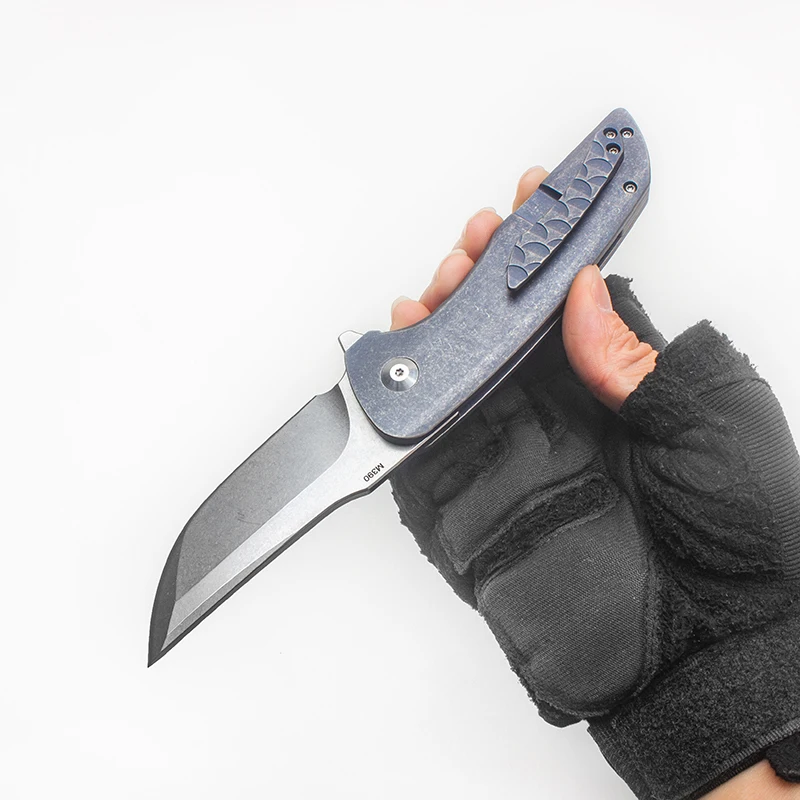 Складной нож Hokkaido карманный резец со шкалой синего дракона и титановой рукояткой