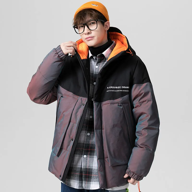 Winter New White Duck Down Warm Youth Jacket Thick Chameleon Trend Fabric Daily Men's Casual Down Jacket men puffer jacket M-4XL
