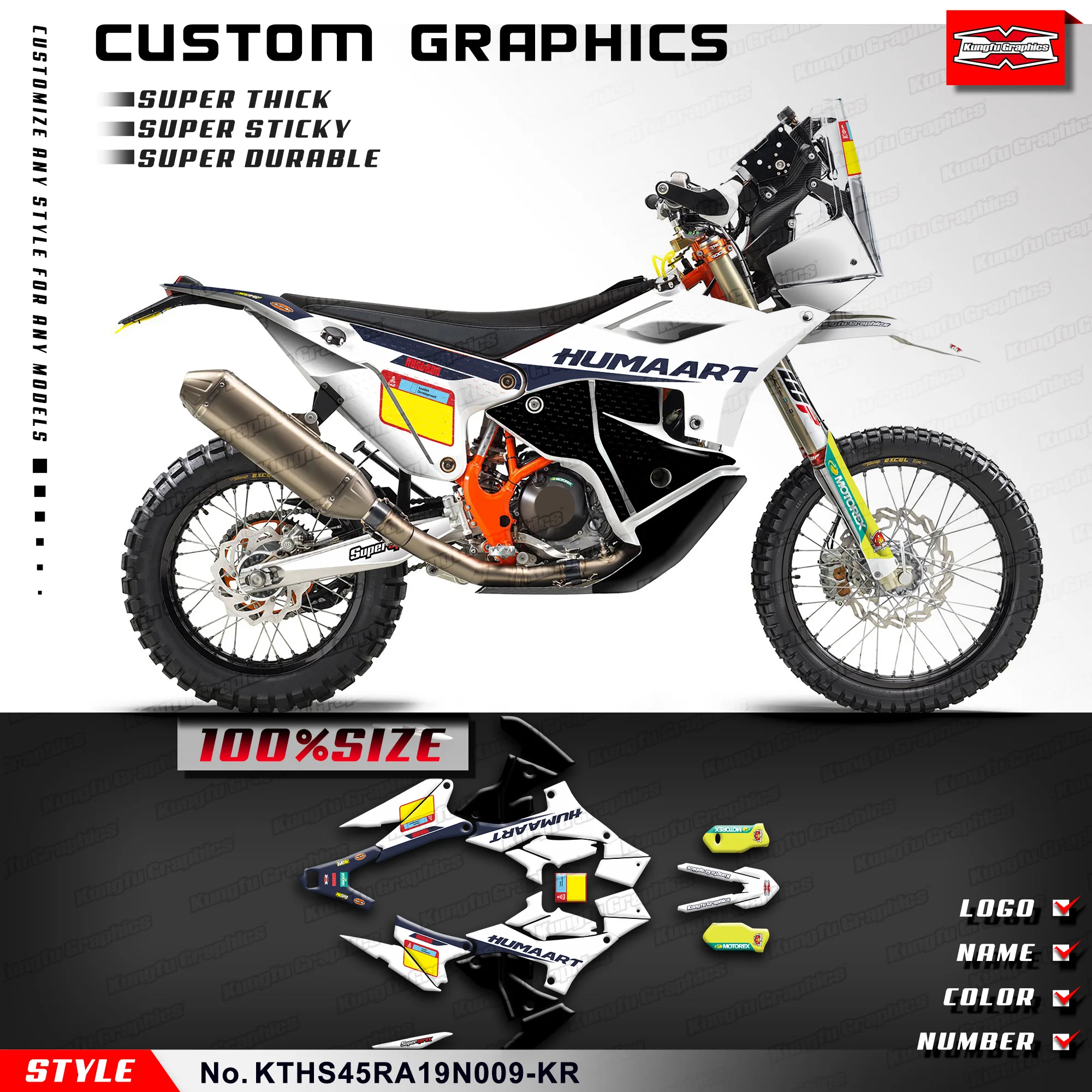 Фото Комплект наклеек KUNGFU GRAPHICS, графический комплект для KTM Husqvarna Rally 450 2019 2020 2021 2022 2023 2024, KTHS45RA19N009-KR №1