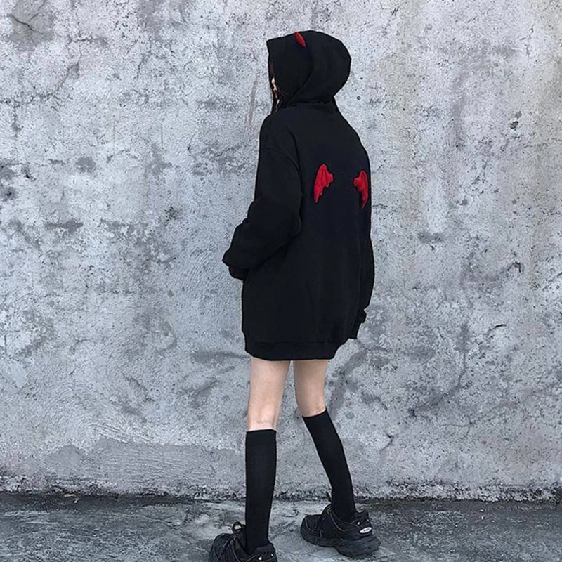 

Autumn Black Hoodie Oversize Top Pullover Long Sleeve Sweatshirt Birthday Gift drop shipping