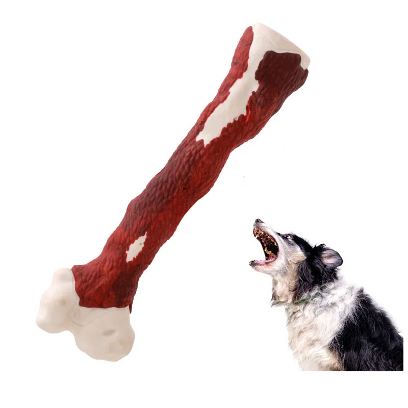 

20cm Beef Flavor Rubber Dog Bone Chew Toy Interactive Bite Resistant Dog Chews Toys Artificial Durable Bone Pet Dogs Toy