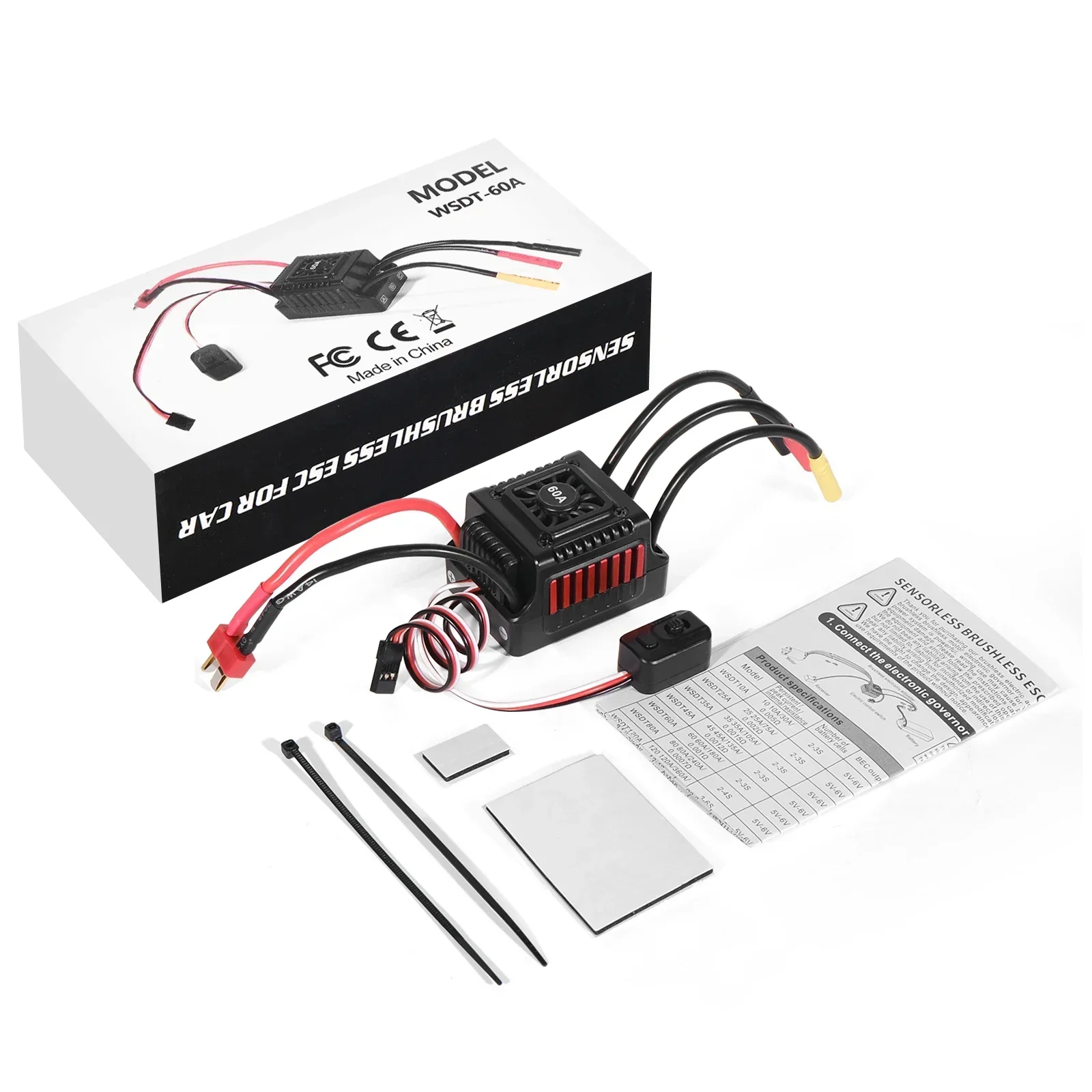 NEEBRC 60A Водонепроницаемый бессенсорный бесщеточный ESC BEC T/XT60 2-3S для 1/10 RC