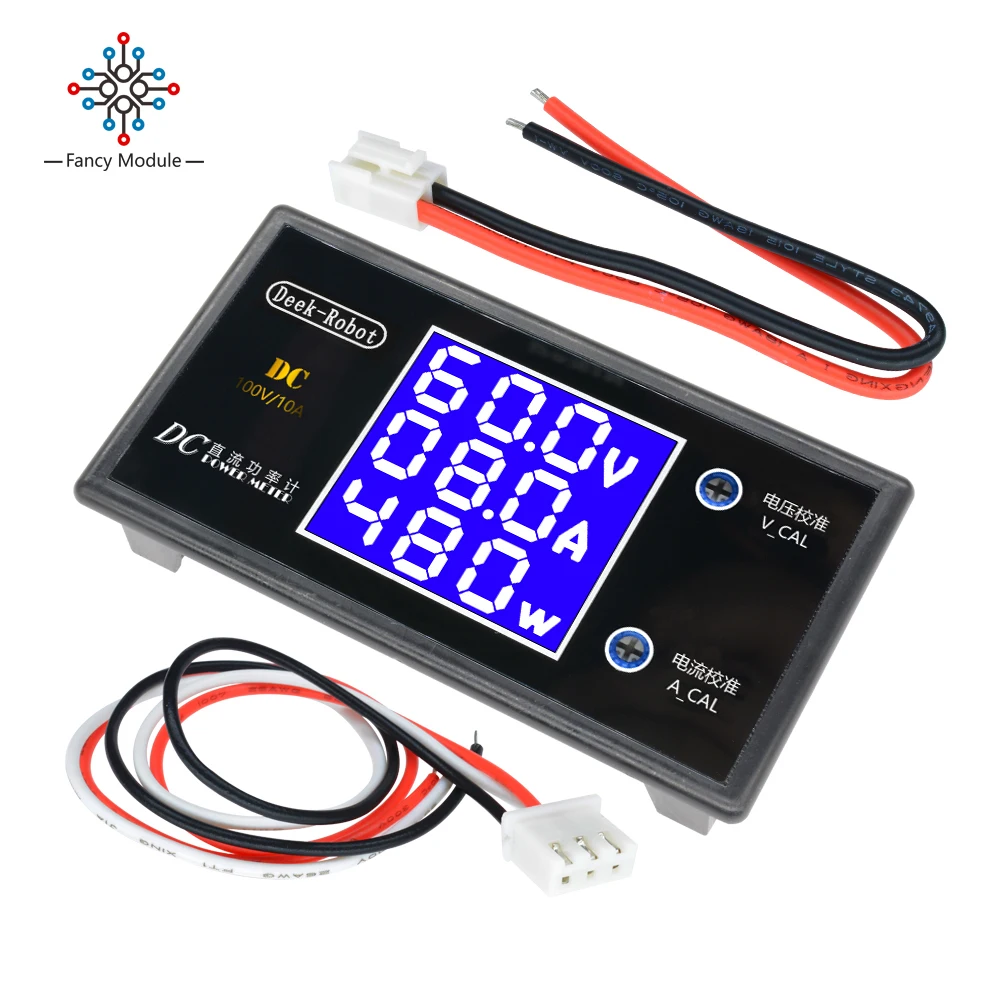 

250W/1000W LCD Voltmeter Display Digital Ammeter DC 0-50/100V Wattmeter Voltage Current Power Meter Volt Detector Tester Monitor