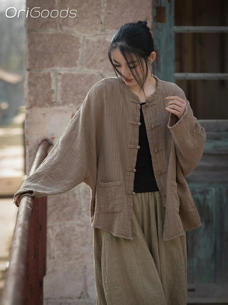 Оригинальная Свободная рубашка с длинным рукавом в национальном стиле Женская