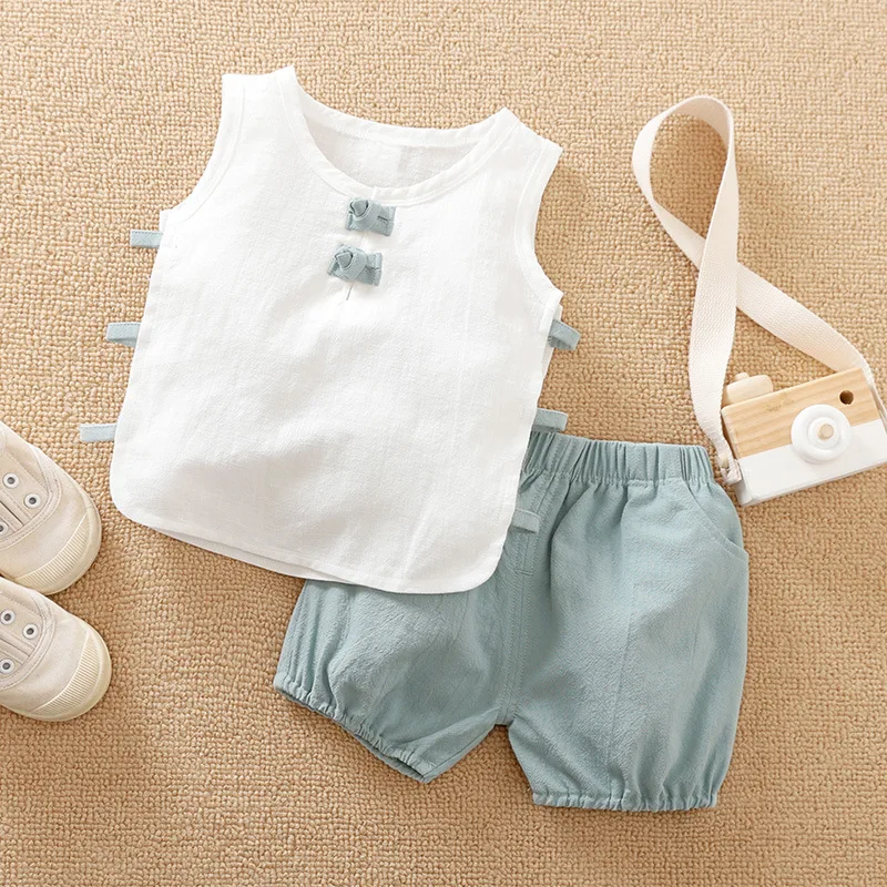 

Комплект одежды из 2 предметов для мальчиков из хлопка и льна