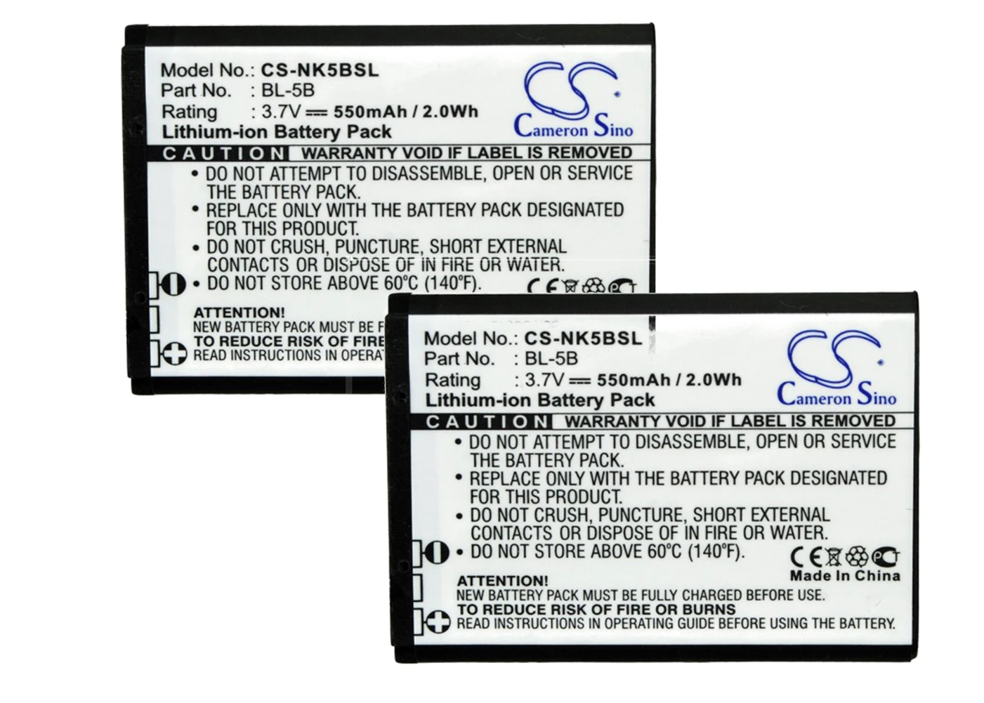 

2pack 550mA Battery for Rollei 10050, 10051, 10052, 10053, Sportsline 60, Sportsline 80