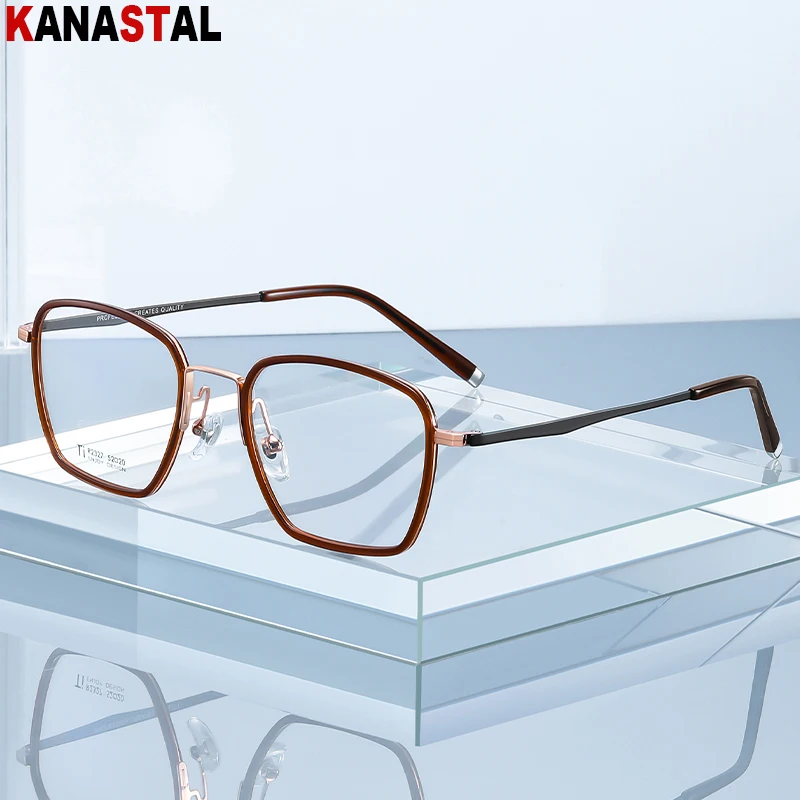 

Women Pure Titanium Square Eyeglasses Frame Fashion Men Eyewear Optical Blue Light Blocking Myopia Prescription Reading Glasses