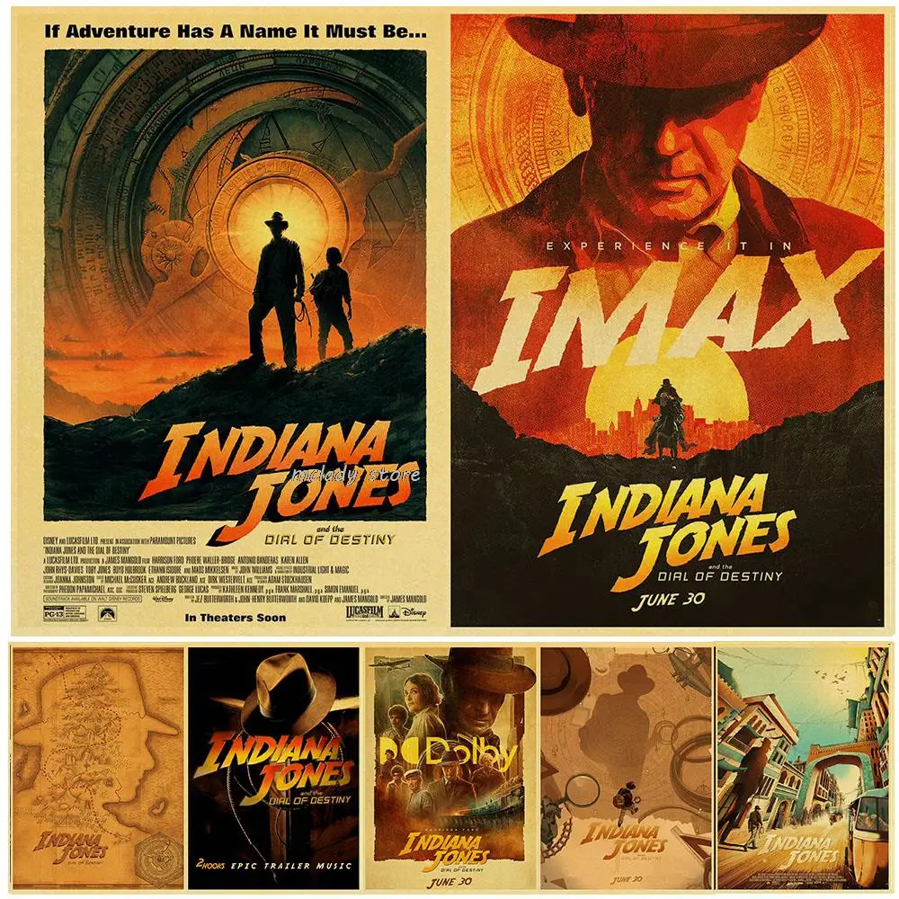 

Vintage Raiders of The Lost Ark Poster Indiana Jones Classic Movie Kraft Painting Picture for Modern Bedroom Bar Cafe Home Decor