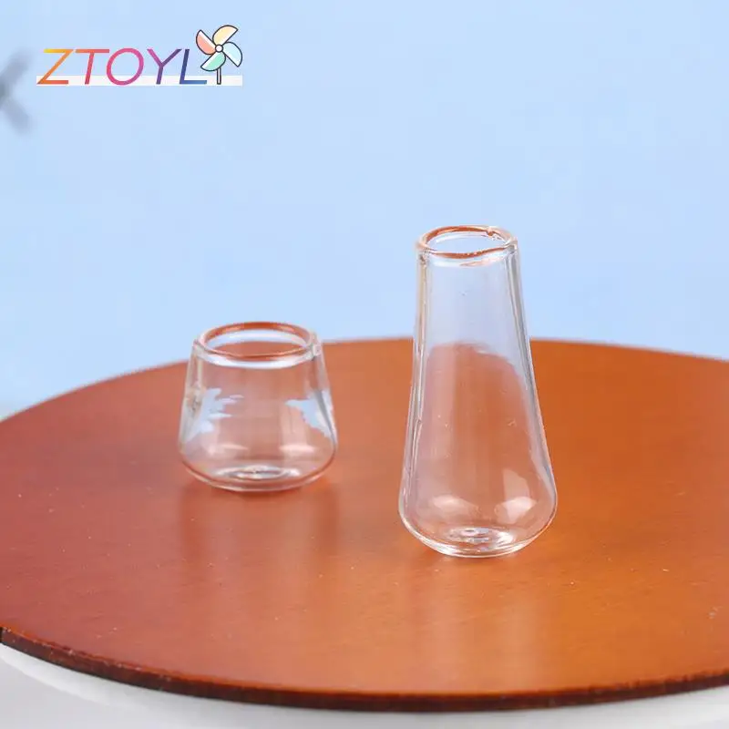 

1:12 Dollhouse Mini Glass Bottle Water Cup Vase Tiny Jar Vials Kitchen Decor Accessories Kids Pretend Play Toys