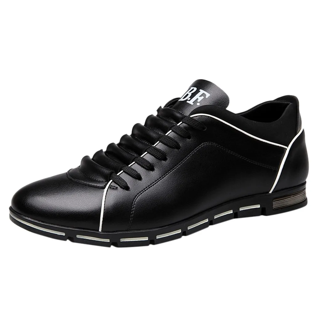 

Men Fashion Solid Leather Business Sport Flat Round Toe Casual Shoes Men's Casual Shoes Fashion Summer Casual Shoes Men Sneakers
