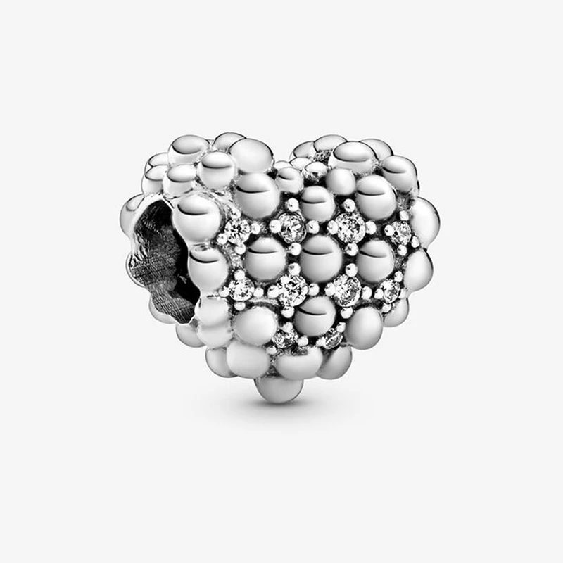 

New Popular 925 Sterling Silver Bead Bright Heart Beads Charm Fit Original Pandora Bracelet Women DIY Jewelry Gift