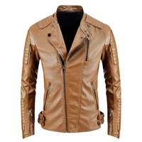 2022 winter leather lapel jacket men fur lined warm motorcycle jacket slim street fashion biker coat zipper pleated design s 3xl