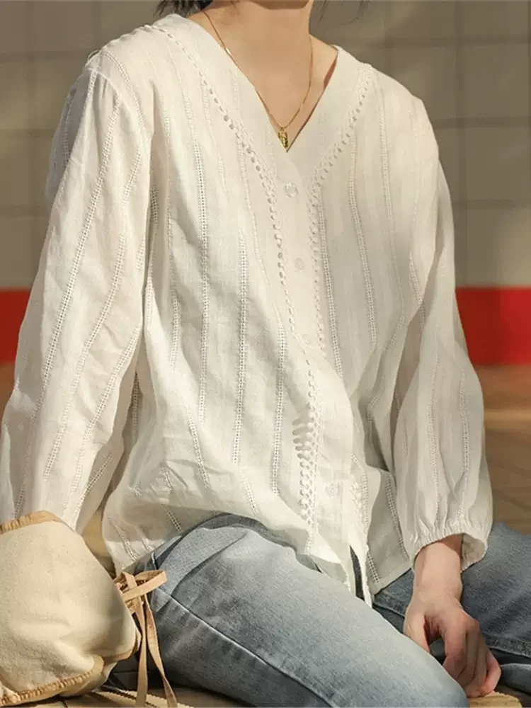 Женские рубашки летние однотонные кружевные винтажные милые Солнцезащитные