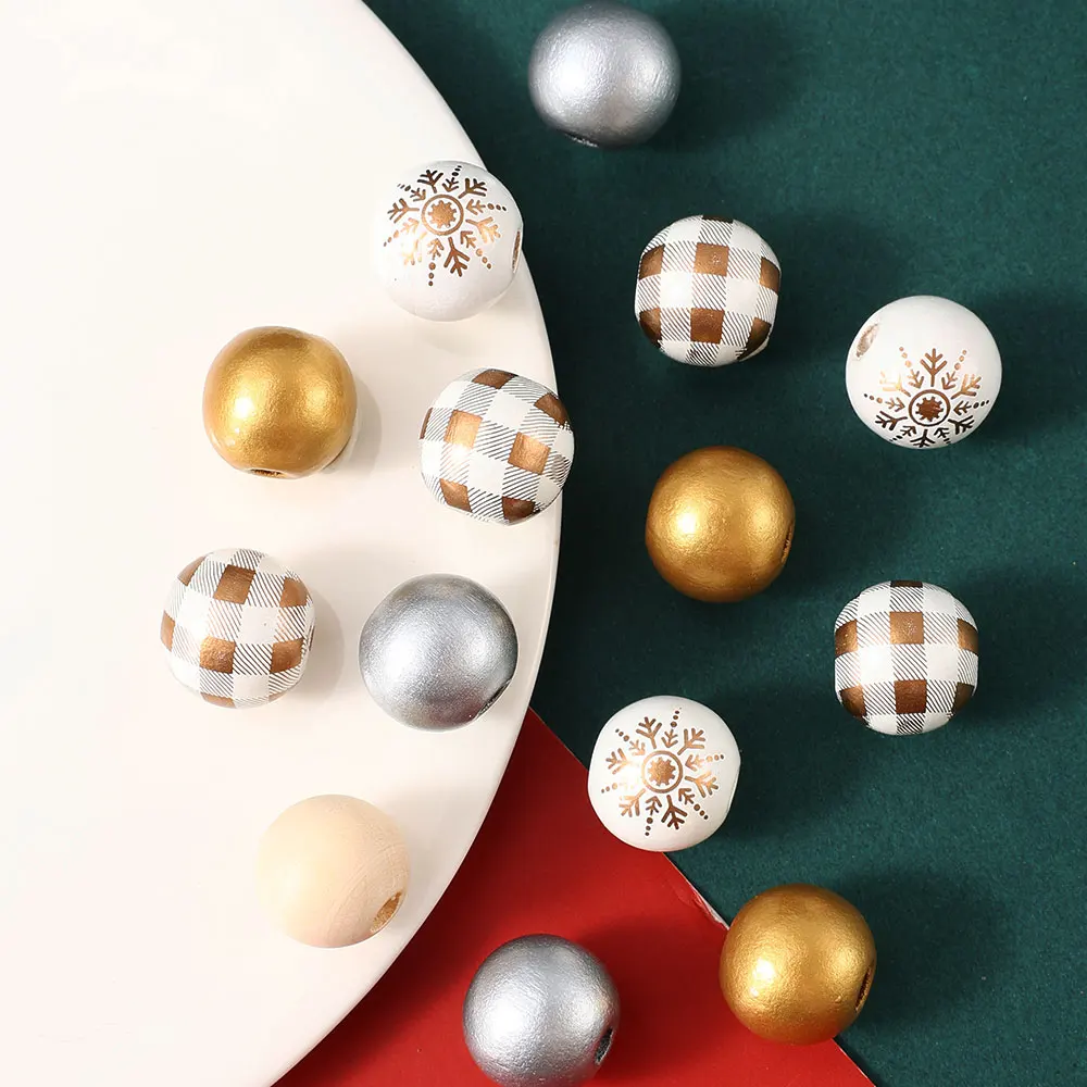 50 шт. деревянные бусины в виде снежинок 16 мм