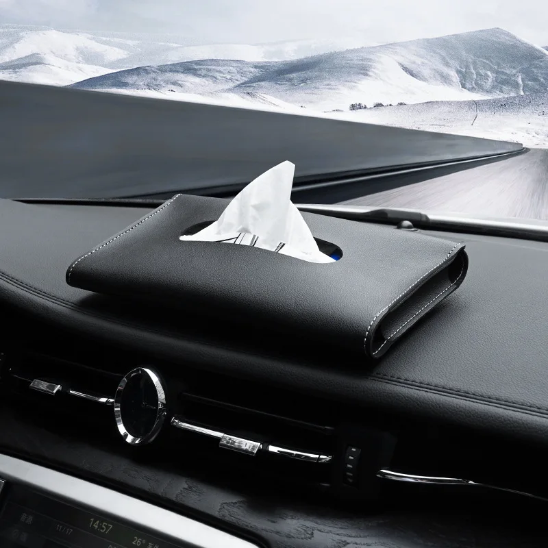 

PU Leather Car Sun Visor Tissue Boxes Hanging Tissue Case Organizercar Napkin Holder Storage Decoration Car Accessories Decor