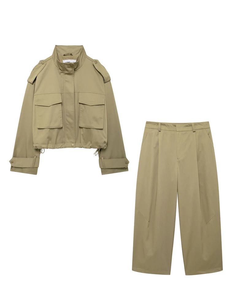 Женский комплект из двух предметов KAOPU ZA куртка с высоким воротником и накладными