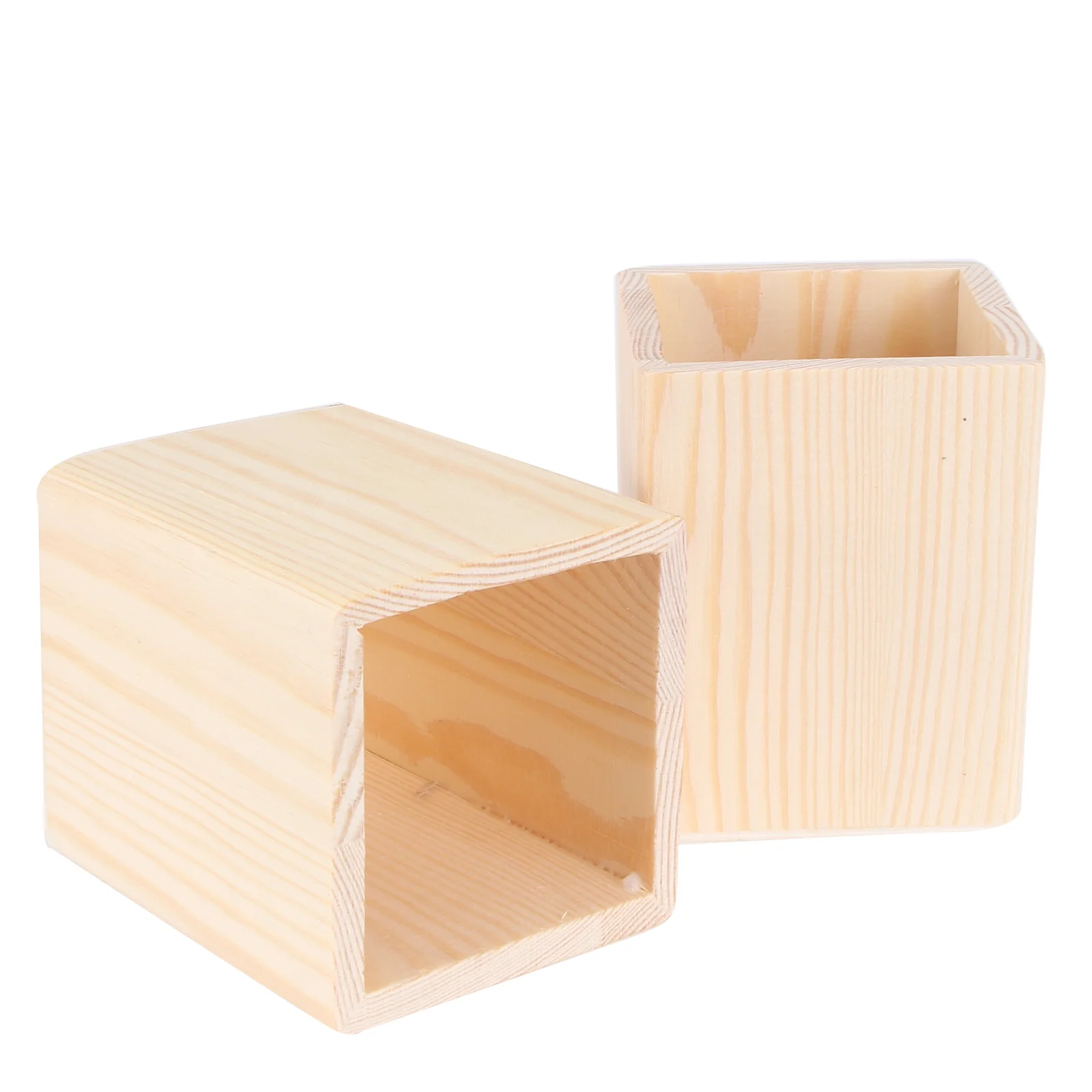 

Holder Pen Wooden Container Wood Desk Organizer Cup Brush Box Makeup Pot Diy Office Organize Decorative Single Compartments