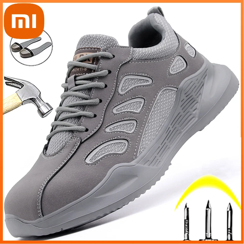 

Xiaomi Work Shoes Men Reflective Safety Shoes Men Anti-Smash Steel Toe Shoes Puncture-Proof Boots Sneakers Protective Shoes