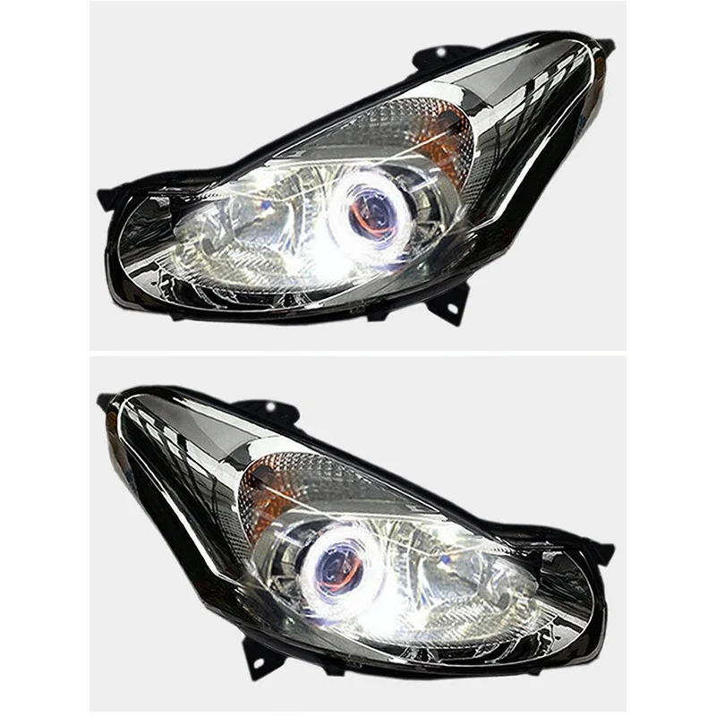 Фото Кастомизированные светодиодные фары Full LED для Citroen C2 2006-2012 с биксеноновыми линзами и дневными ходовыми огнями (DRL) №4