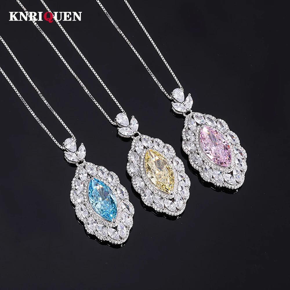 

Charms 100% 925 Real Silver 9*18mm Aquamarine Topaz Pink Quartz Pendant Necklace for Women Wedding Fine Jewelry Birthday Gift