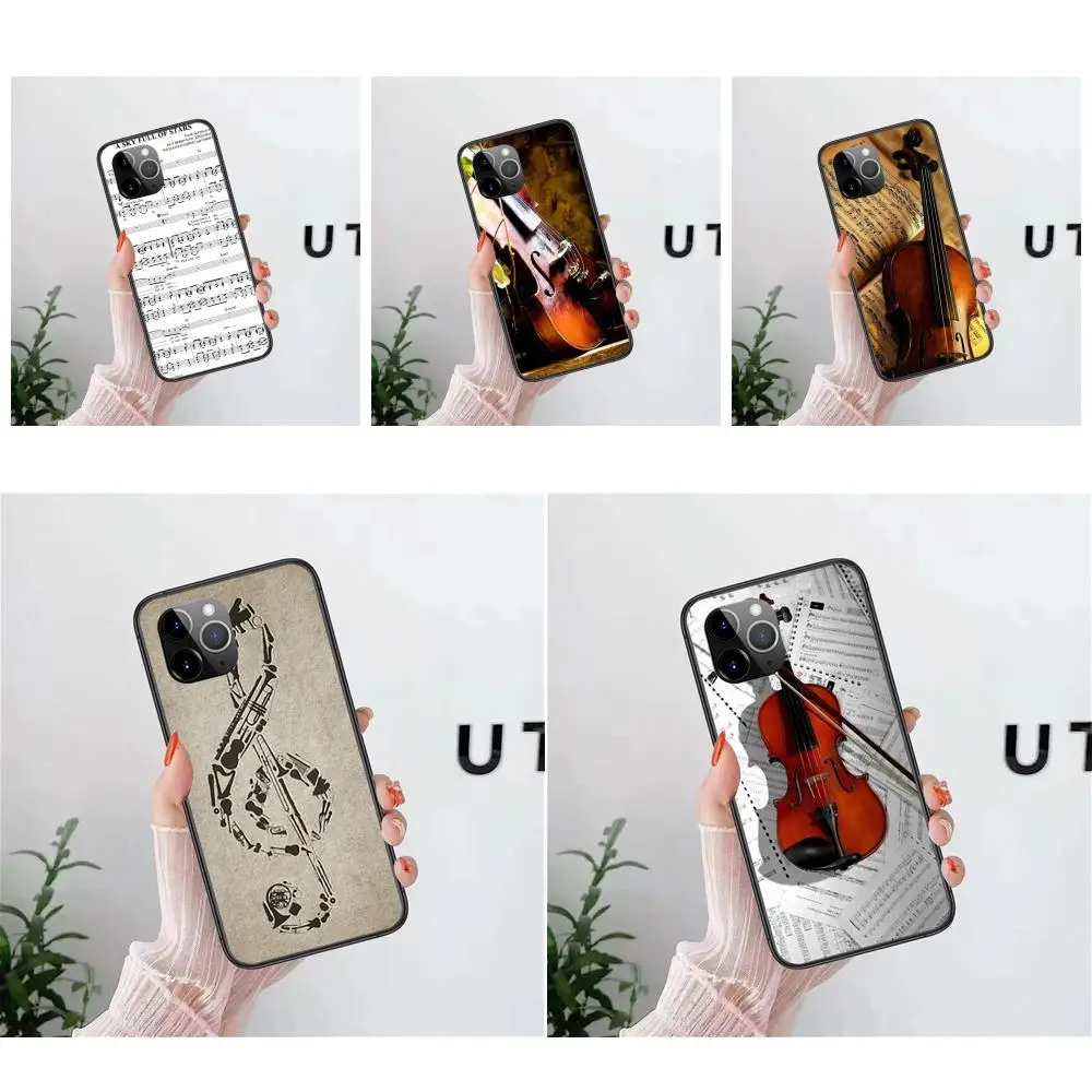 Для Galaxy G313 Grand I9082 Prime Note 8 9 10 20 Lite Plus Pro Ultra скрипка и музыкальные ноты ретро черный Hoesjes Модный чехол