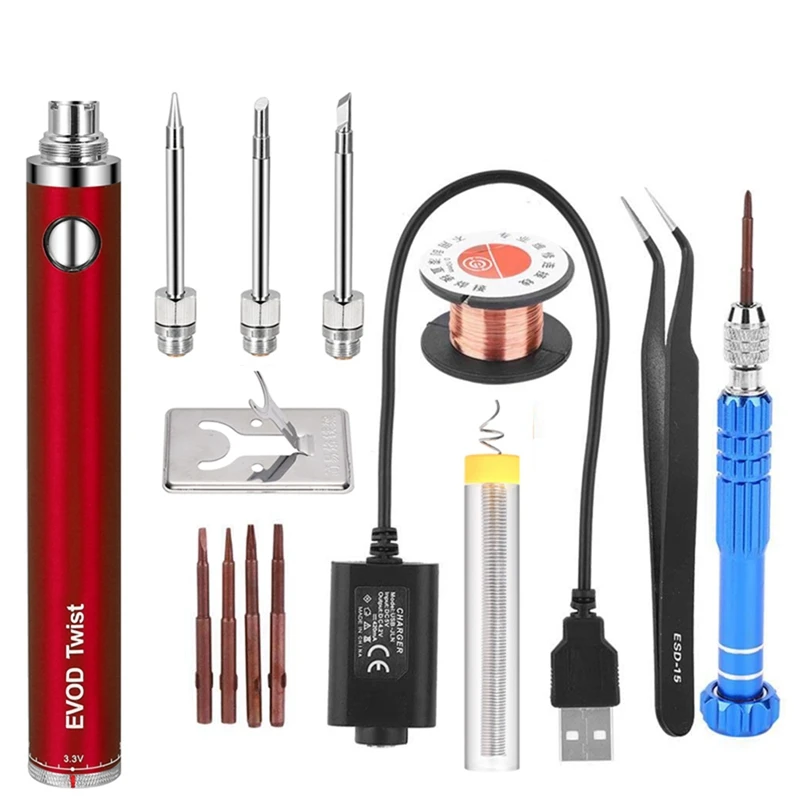 2X 5V 15W Battery Powered Soldering Iron With USB Charge Soldering Iron Soldering Wireless Charging Solder Iron-Red