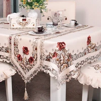 european style pastoral embroidered cloth tablecloth table flag hollowed out chair cushion chair cover tea table cloth